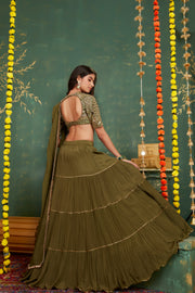 Olive Green embroidered lehenga set